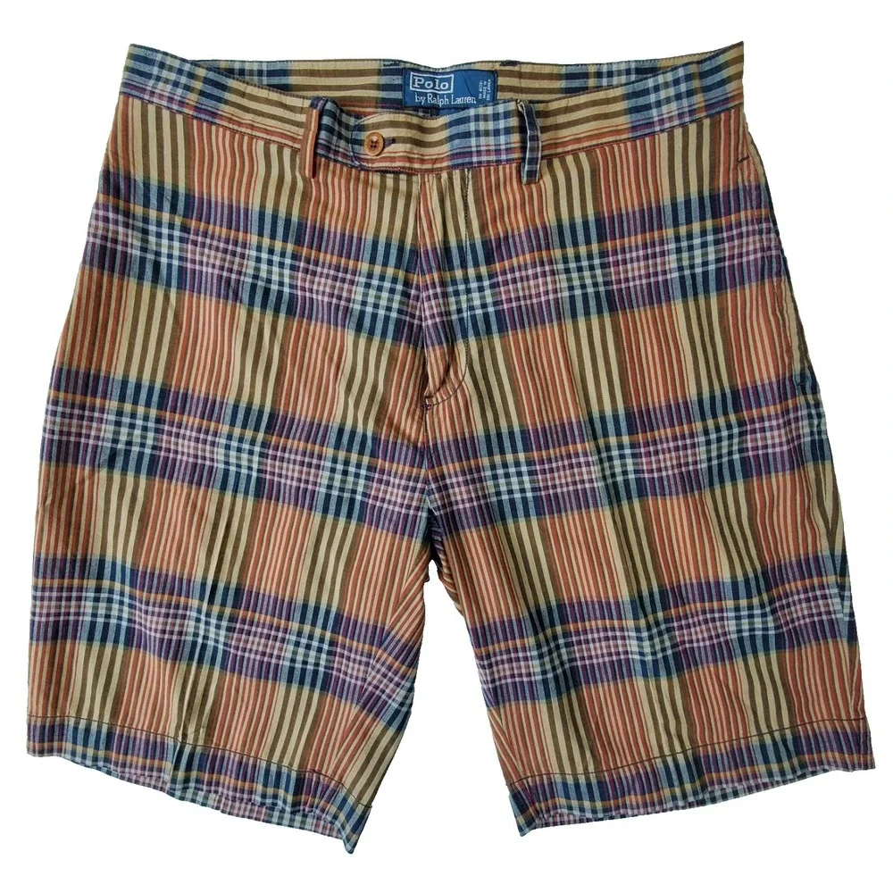 Polo Ralph Lauren Mens‎ Plaid Shorts Size 34 Multicolor Cotton Classic Fit